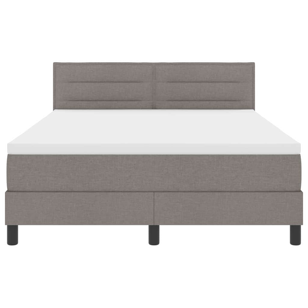 Box spring seng med madras med LED Gråbrun 140 x 200 cm Stof