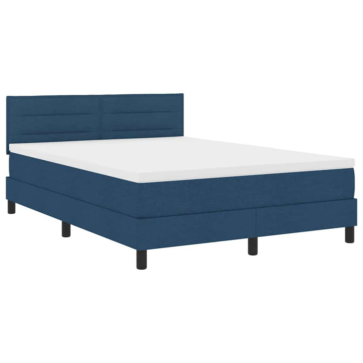 Box spring seng med madras med LED Blå 140 x 200 cm Stof