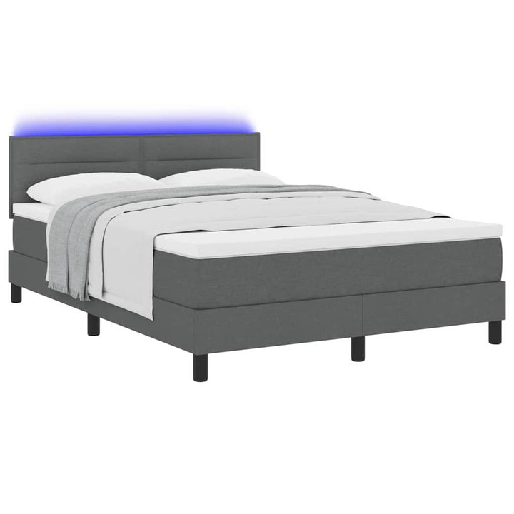 Box spring seng med madras med LED Mørkegrå 160 x 200 cm Stof