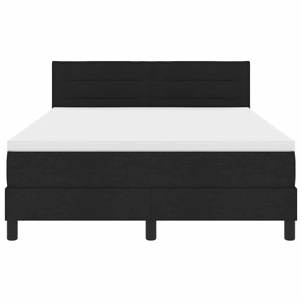 Box spring seng med madras med LED Sort 160 x 200 cm Stof