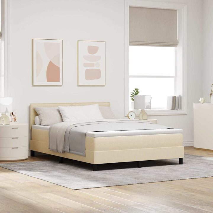 Box spring seng med LED-lysstrimler Creme 160 x 200 cm Stof