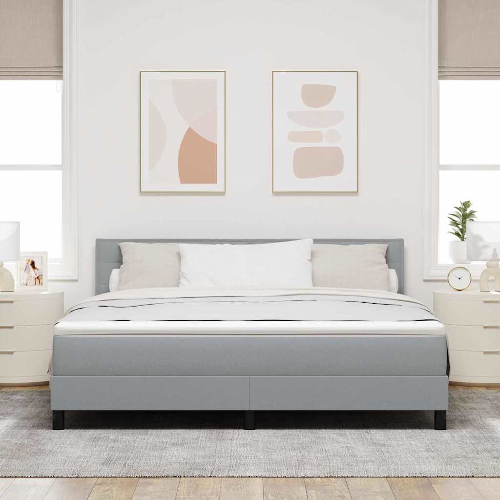 Box spring seng med madras med LED Lysegrå 180 x 200 cm Stof