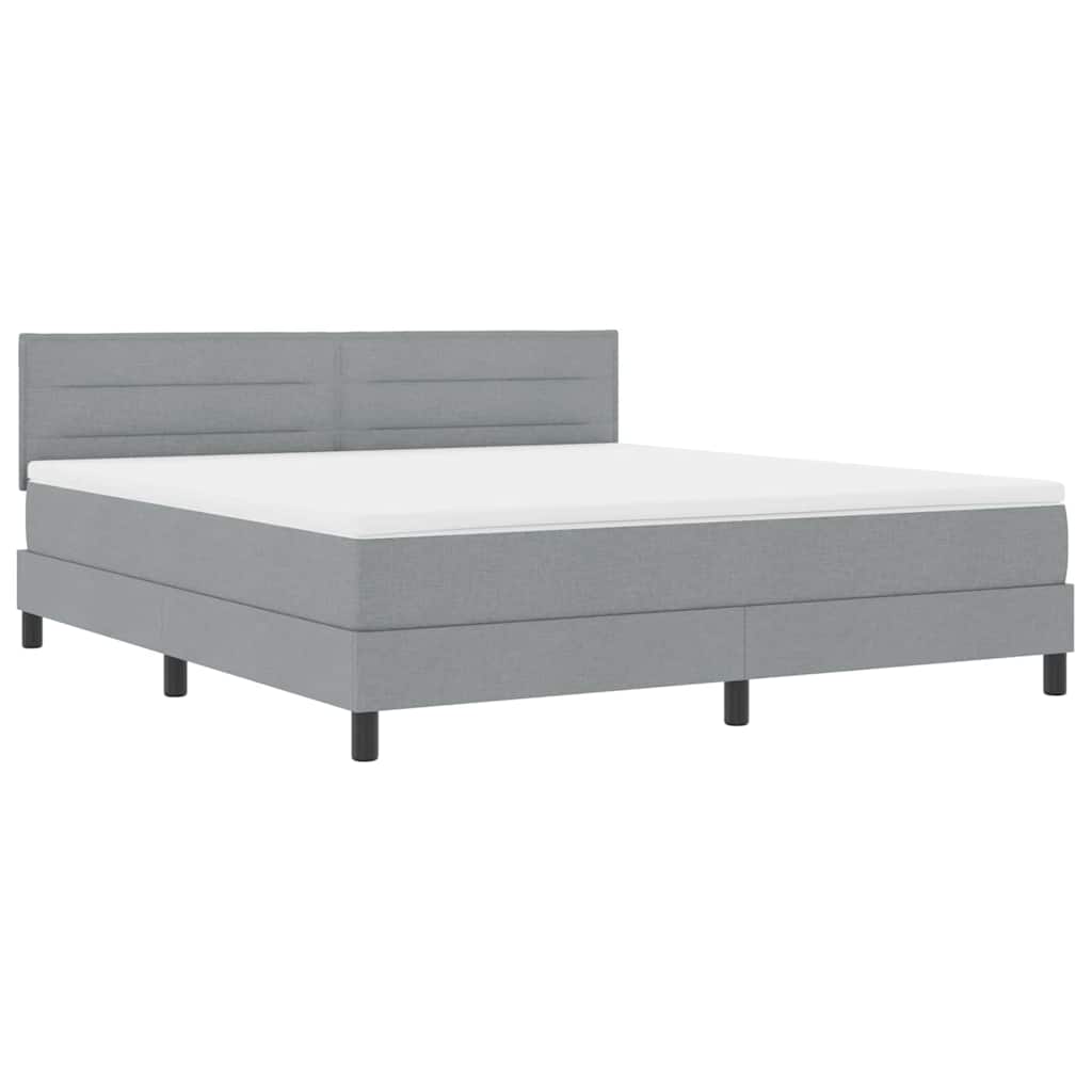 Box spring seng med madras med LED Lysegrå 180 x 200 cm Stof