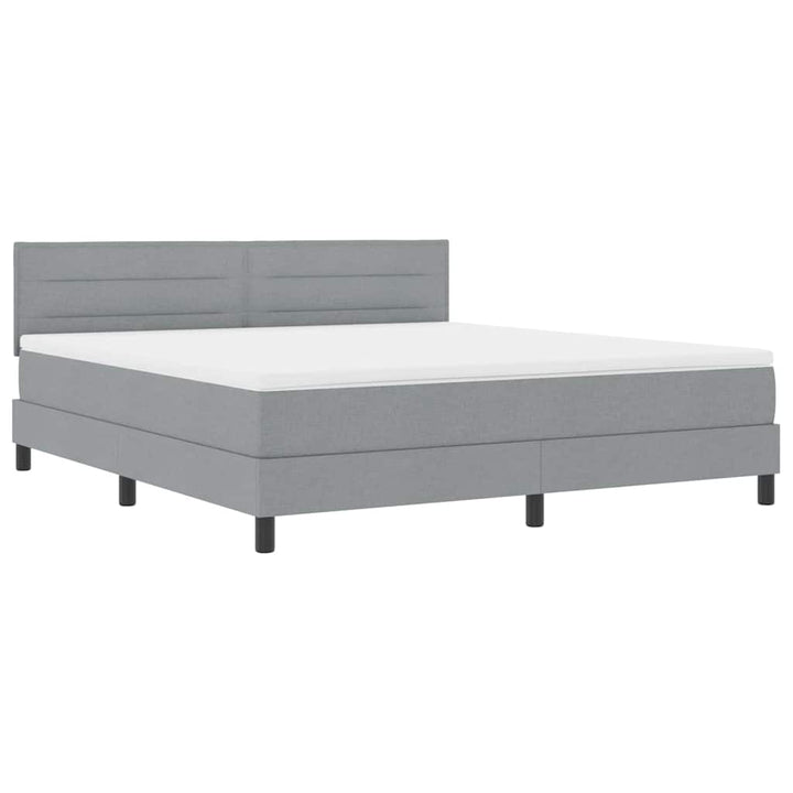 Box spring seng med madras med LED Lysegrå 180 x 200 cm Stof