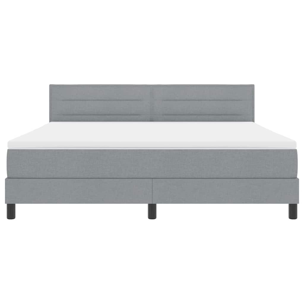 Box spring seng med madras med LED Lysegrå 180 x 200 cm Stof