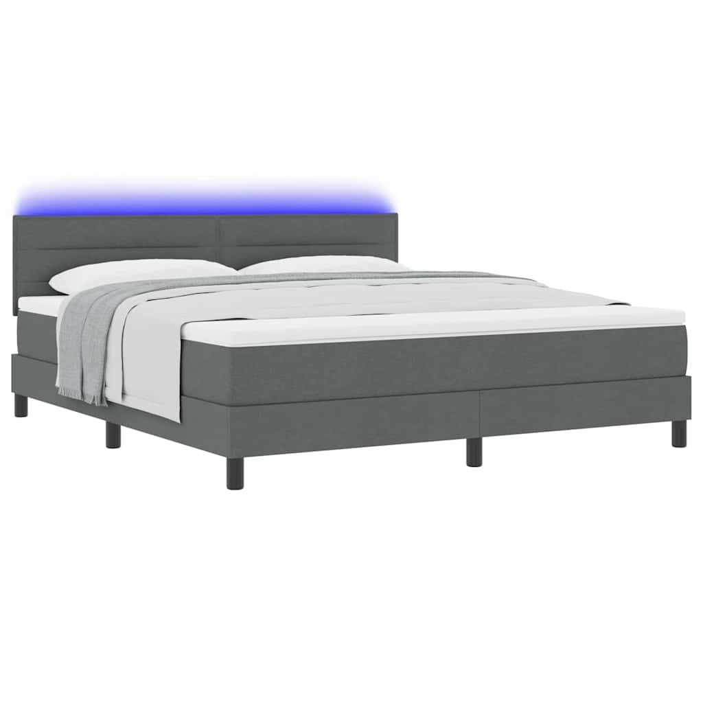 Box spring seng med madras med LED Mørkegrå 180 x 200 cm Stof