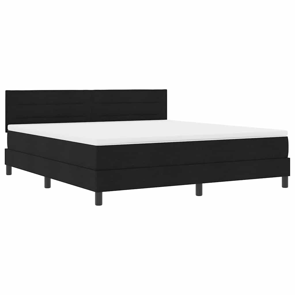 Box spring seng med madras med LED Sort 180 x 200 cm Stof