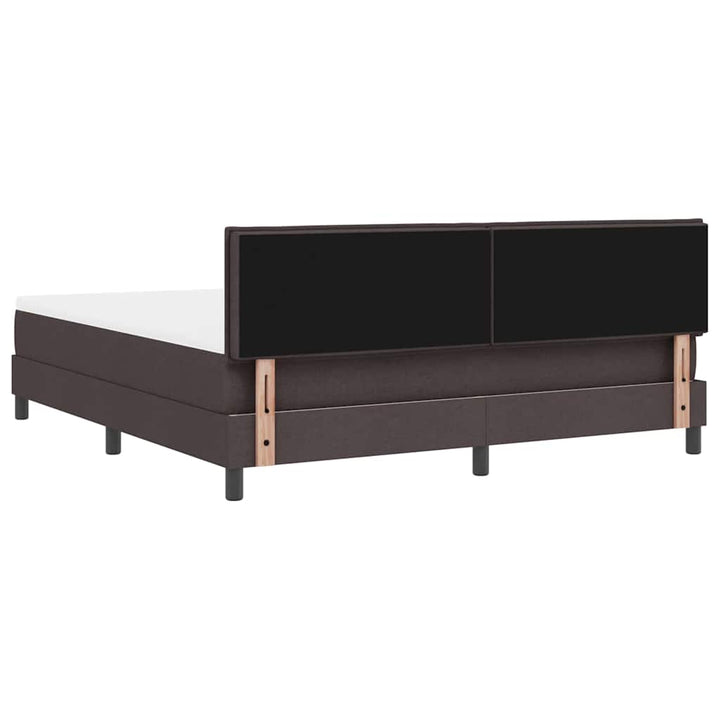 Box spring seng med LED-lysstrimler Mørk Brun 180 x 200 cm Stof