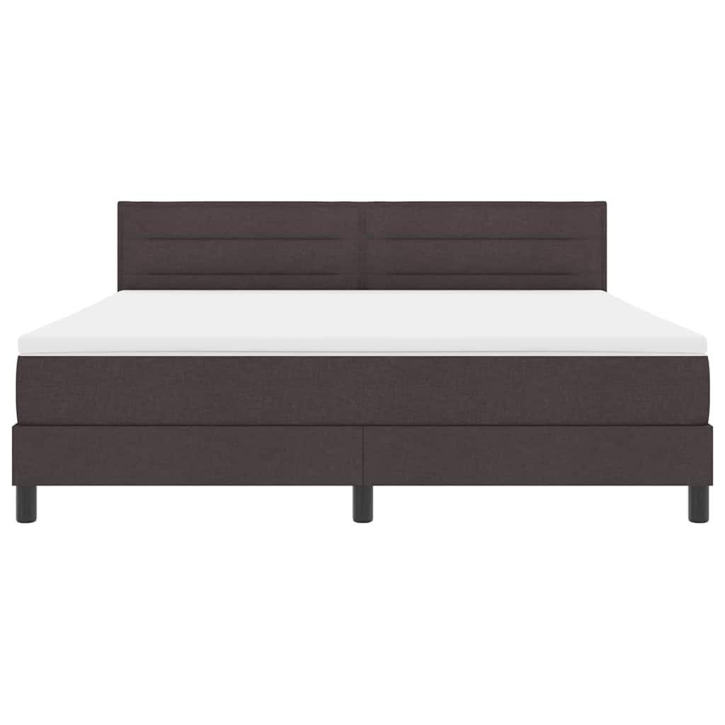 Box spring seng med LED-lysstrimler Mørk Brun 180 x 200 cm Stof