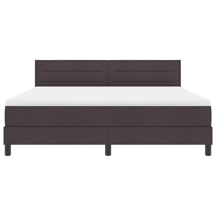 Box spring seng med LED-lysstrimler Mørk Brun 180 x 200 cm Stof
