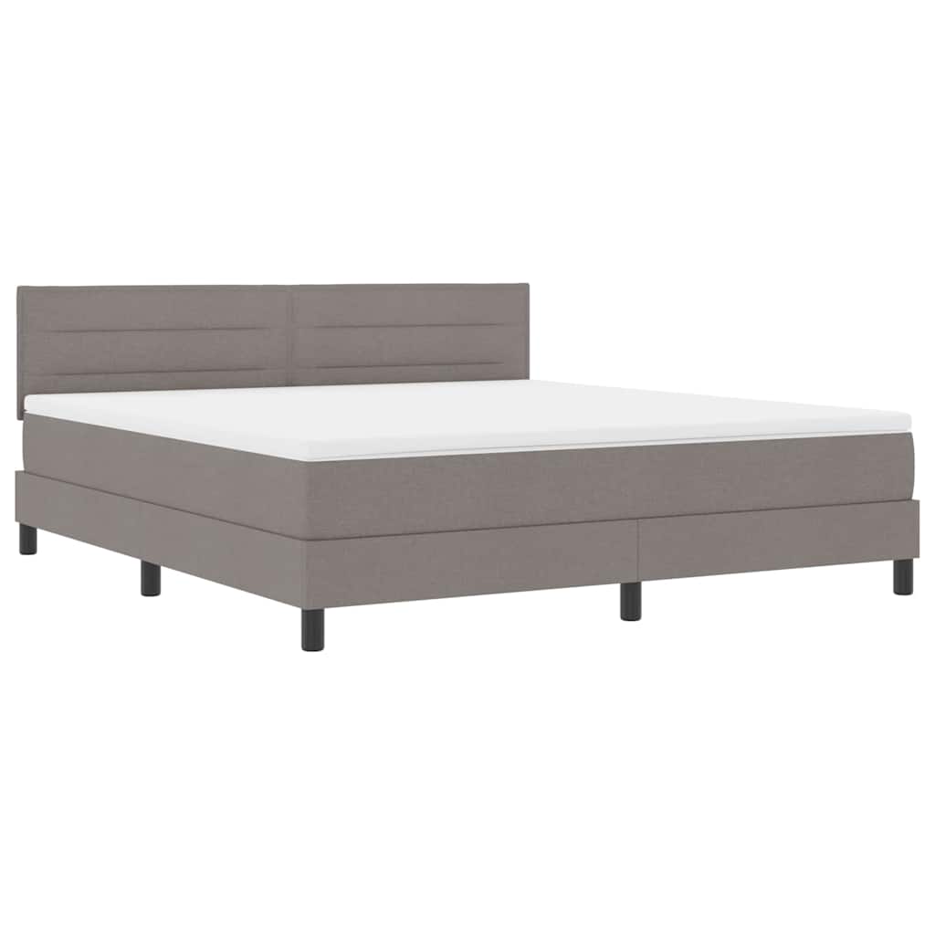 Box spring seng med LED-lysstrimler Gråbrun 180 x 200 cm Stof