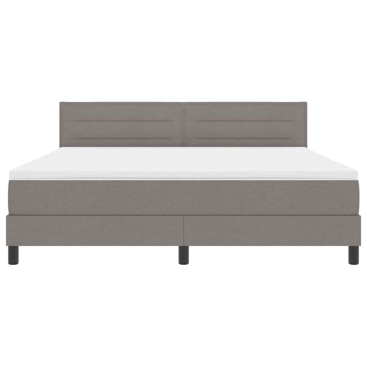 Box spring seng med LED-lysstrimler Gråbrun 180 x 200 cm Stof