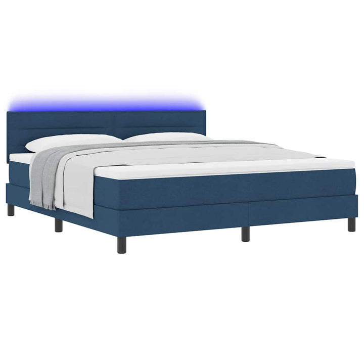 Box spring seng med madras med LED Blå 180 x 200 cm Stof