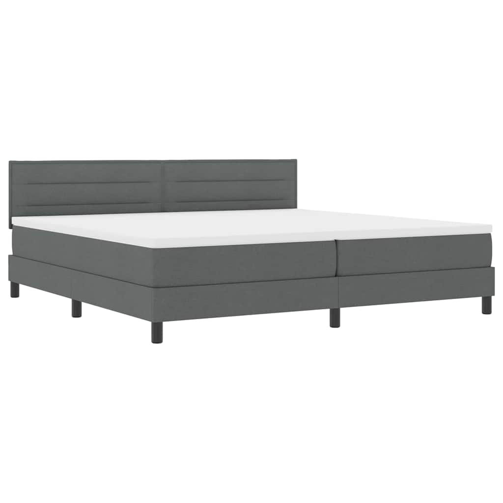 Box spring seng med madras med LED Mørkegrå 200 x 200 cm Stof
