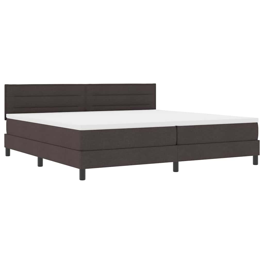 Box spring seng med madras med LED Mørk Brun 200 x 200 cm Stof