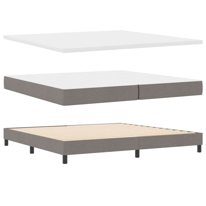 Box spring seng med madras med LED Gråbrun 200 x 200 cm Stof
