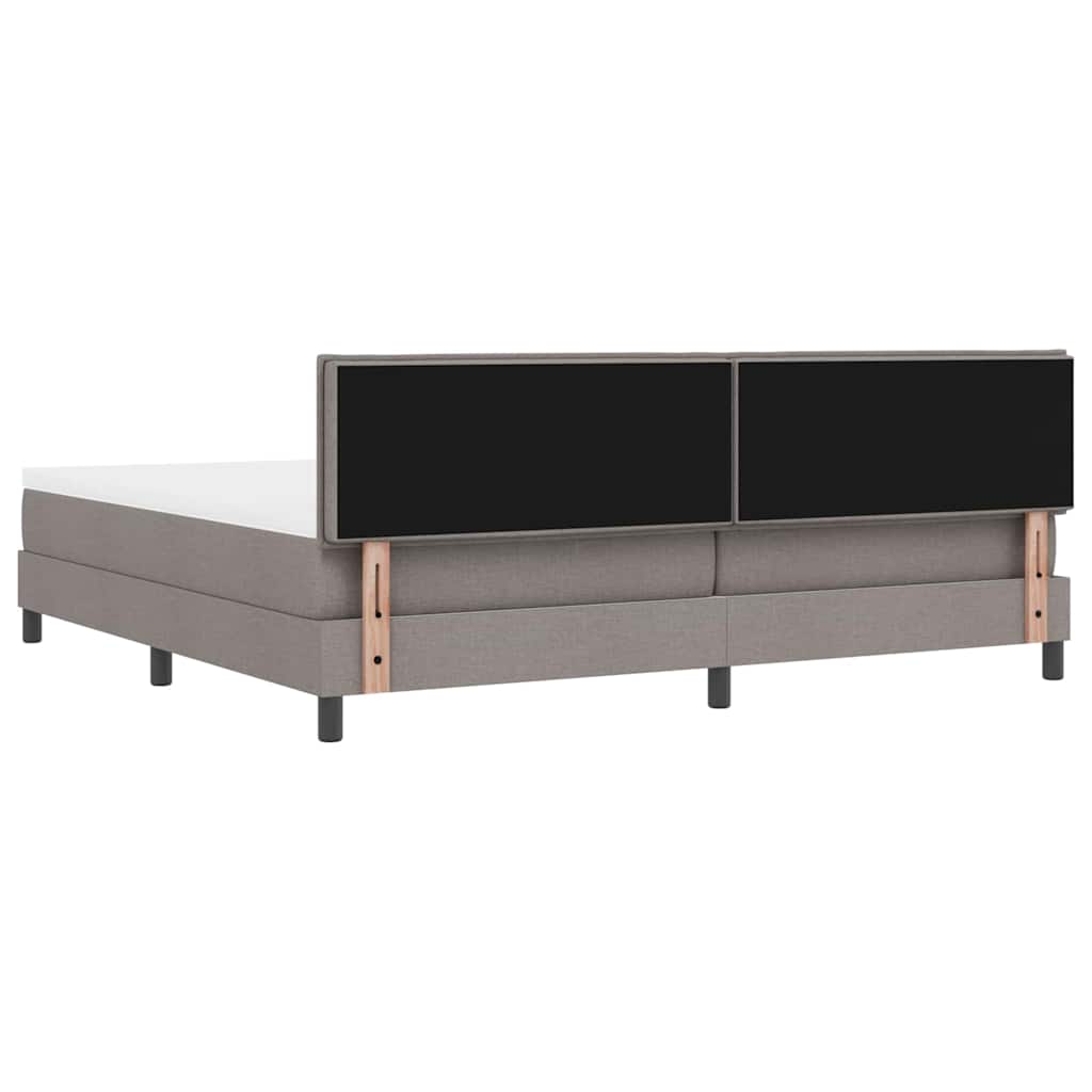 Box spring seng med madras med LED Gråbrun 200 x 200 cm Stof