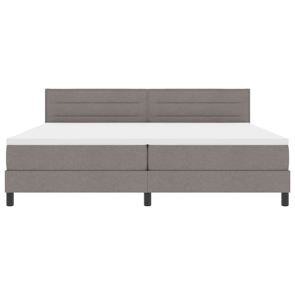 Box spring seng med madras med LED Gråbrun 200 x 200 cm Stof