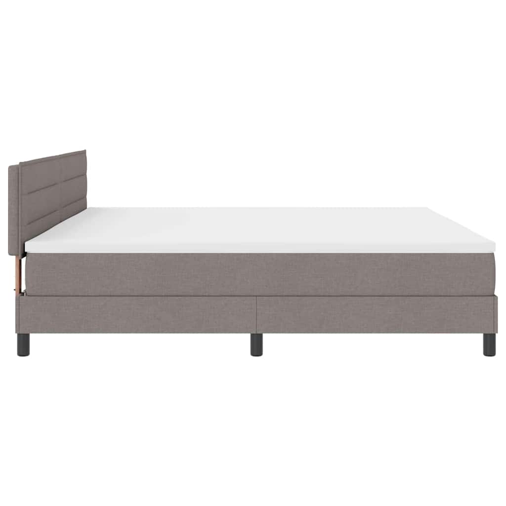 Box spring seng med madras med LED Gråbrun 200 x 200 cm Stof