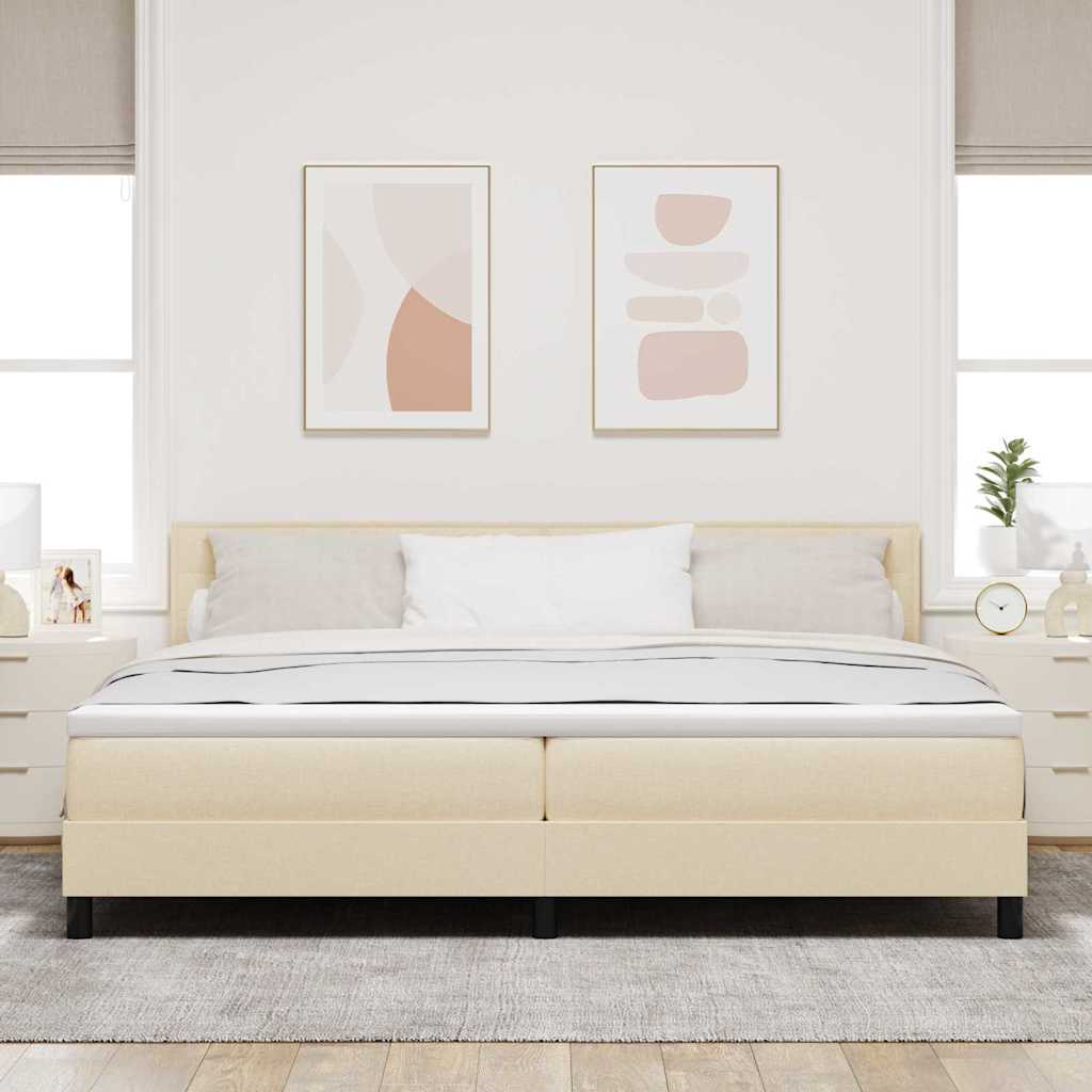 Box spring seng med madras med LED Creme 200 x 200 cm Stof