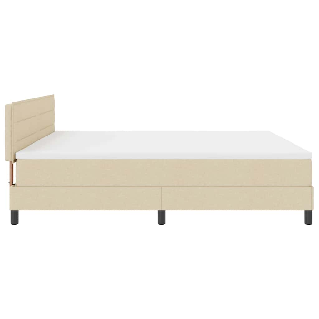 Box spring seng med madras med LED Creme 200 x 200 cm Stof