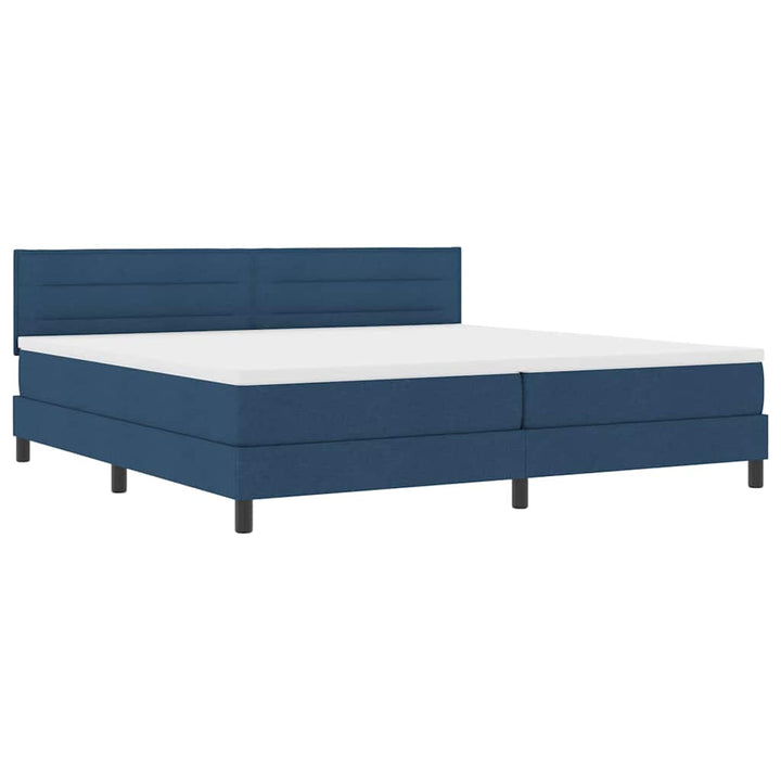 Box spring seng med madras med LED Blå 200 x 200 cm Stof