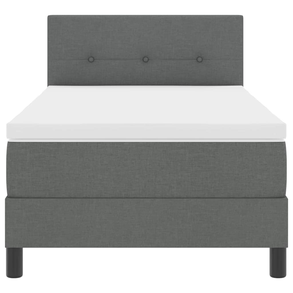 Box spring seng med madras med LED Mørkegrå 90 x 190 cm Stof