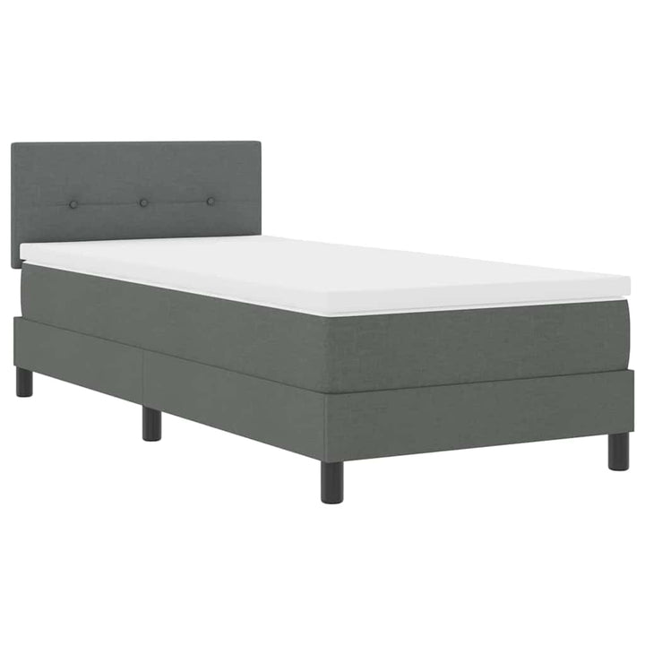 Box spring seng med LED-lysstrimler Mørkegrå 90 x 200 cm Stof