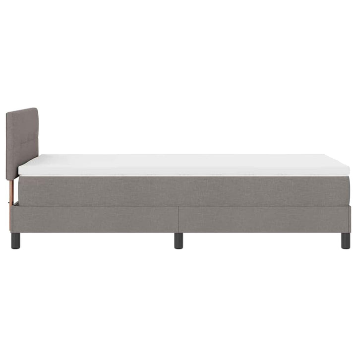 Box spring seng med LED-lysstrimler Gråbrun 90 x 200 cm Stof