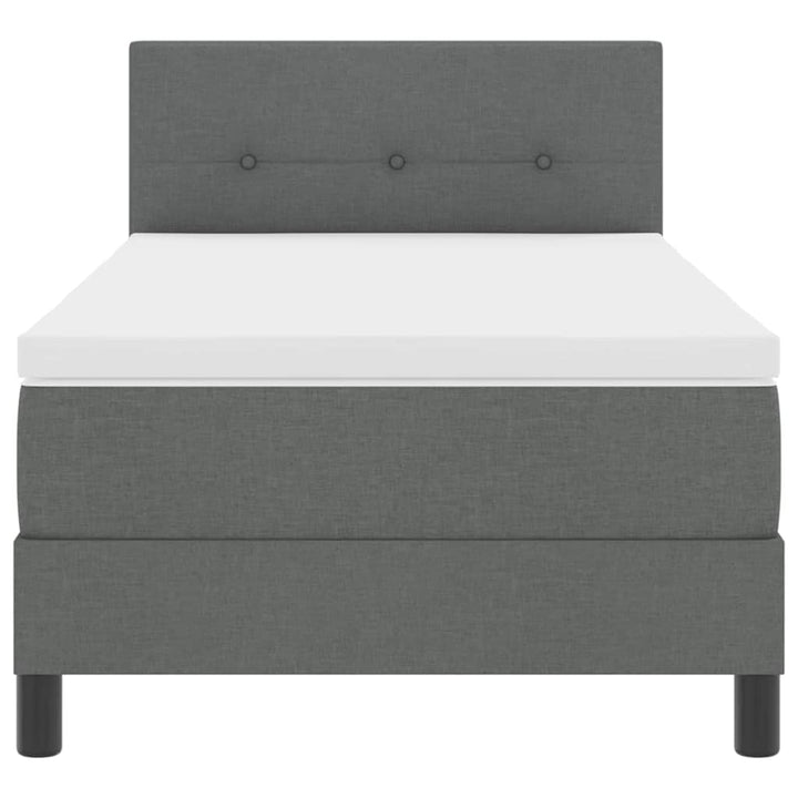 Box spring seng med LED-lysstrimler Mørkegrå 100 x 200 cm Stof