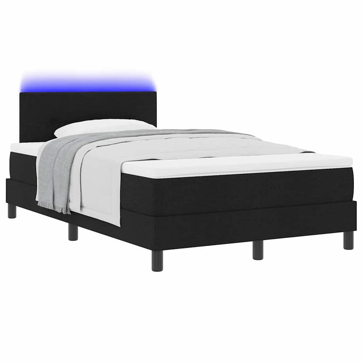 Box spring seng med madras med LED Sort 120 x 190 cm Stof