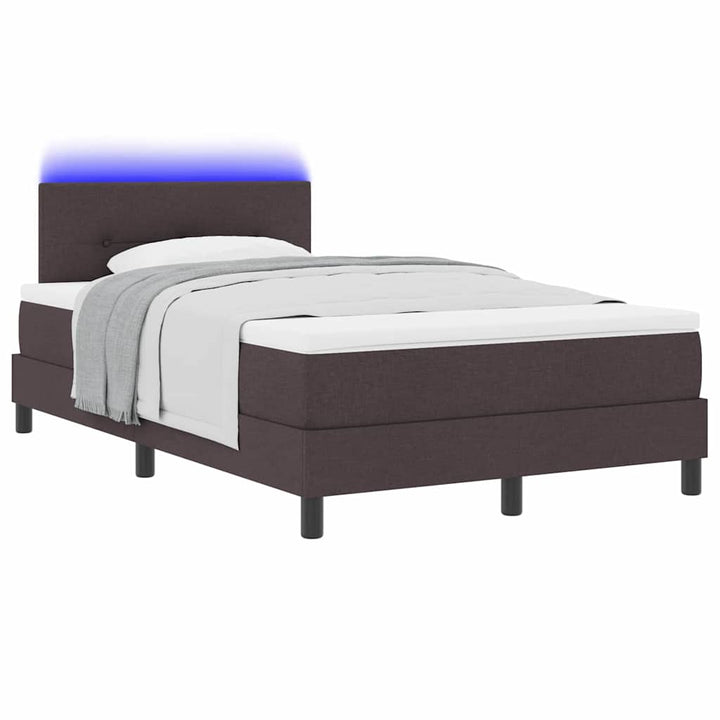 Box spring seng med madras med LED Mørk Brun 120 x 190 cm Stof