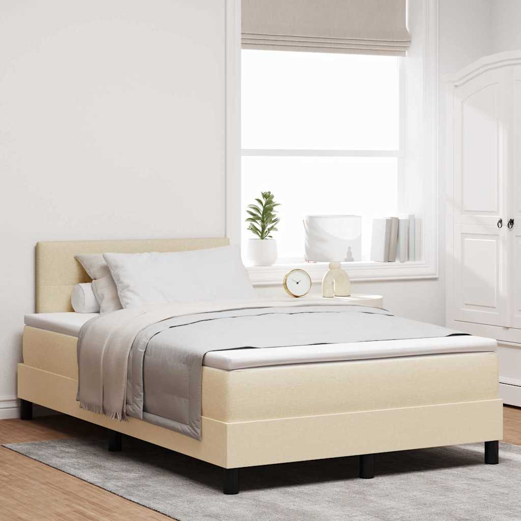 Box spring seng med LED-lysstrimler Creme 120 x 190 cm Stof