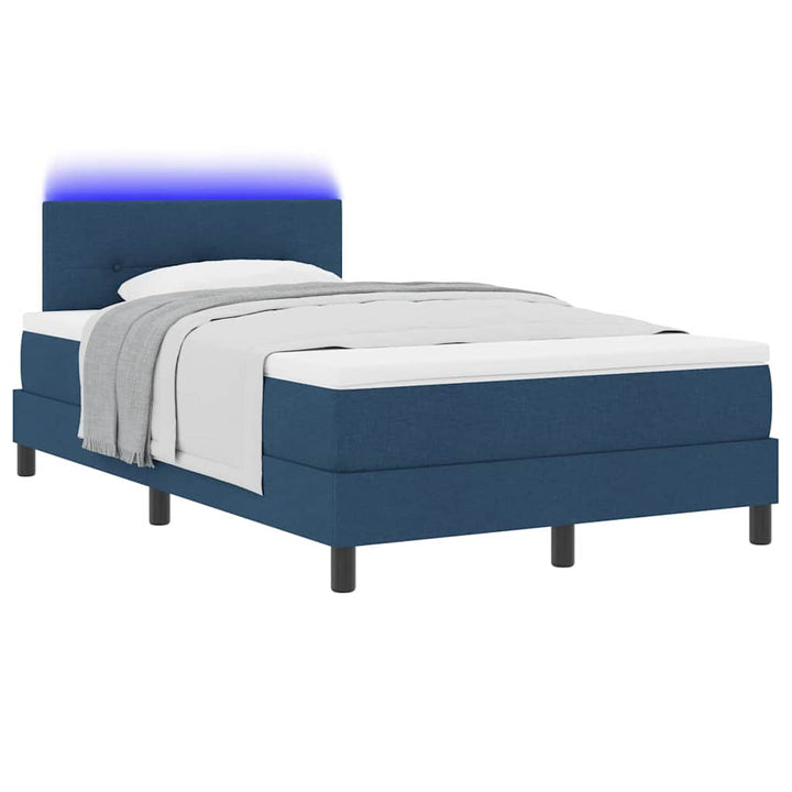 Box spring seng med madras med LED Blå 120 x 190 cm Stof