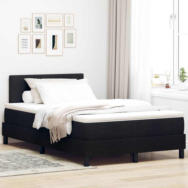 Box spring seng med madras med LED Sort 120 x 200 cm Stof