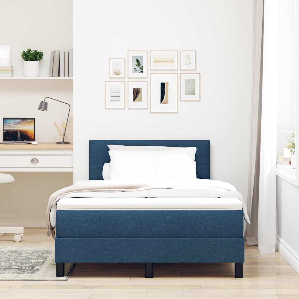 Box spring seng med madras med LED Blå 120 x 200 cm Stof