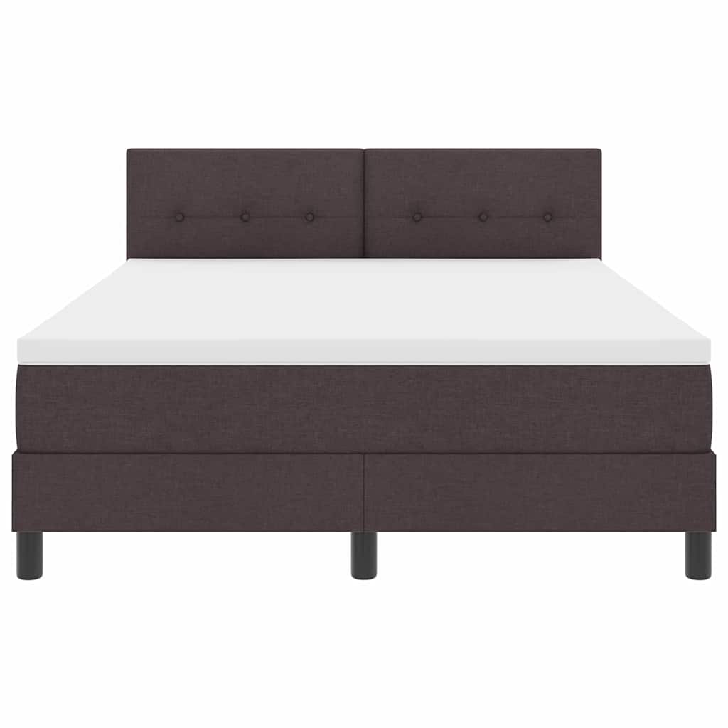 Box spring seng med madras med LED Mørk Brun 140 x 190 cm Stof