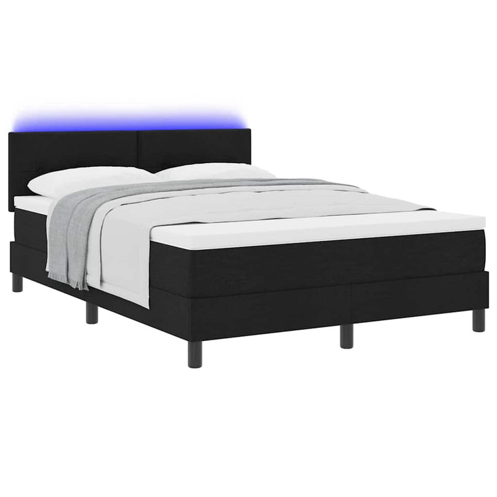 Box spring seng med madras med LED Sort 140 x 200 cm Stof