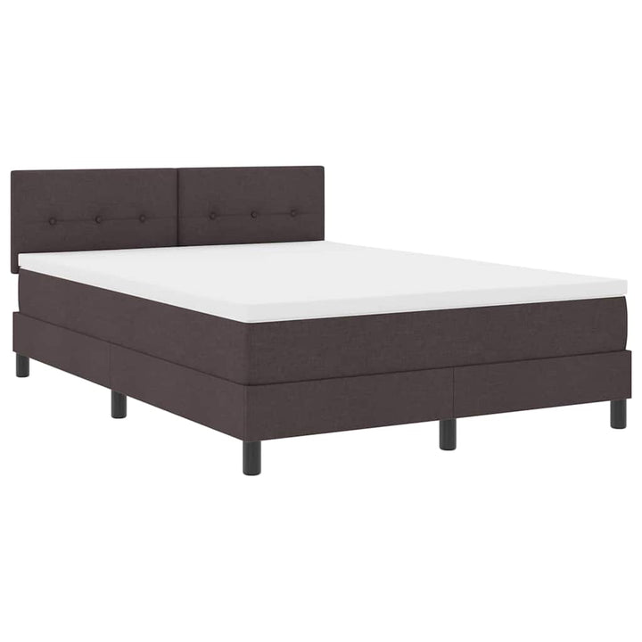 Box spring seng med madras med LED Mørk Brun 140 x 200 cm Stof