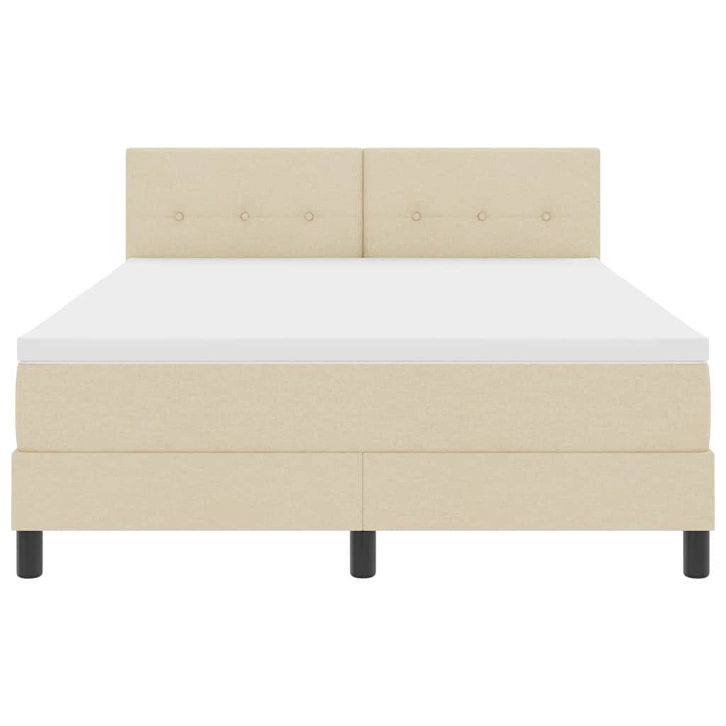 Box spring seng med madras med LED Creme 140 x 200 cm Stof
