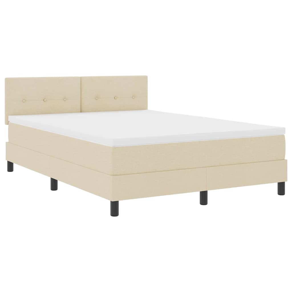 Box spring seng med madras med LED Creme 160 x 200 cm Stof