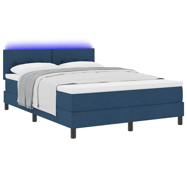 Box spring seng med madras med LED Blå 160 x 200 cm Stof