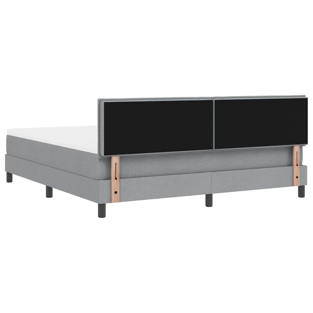Box spring seng med madras med LED Lysegrå 180 x 200 cm Stof