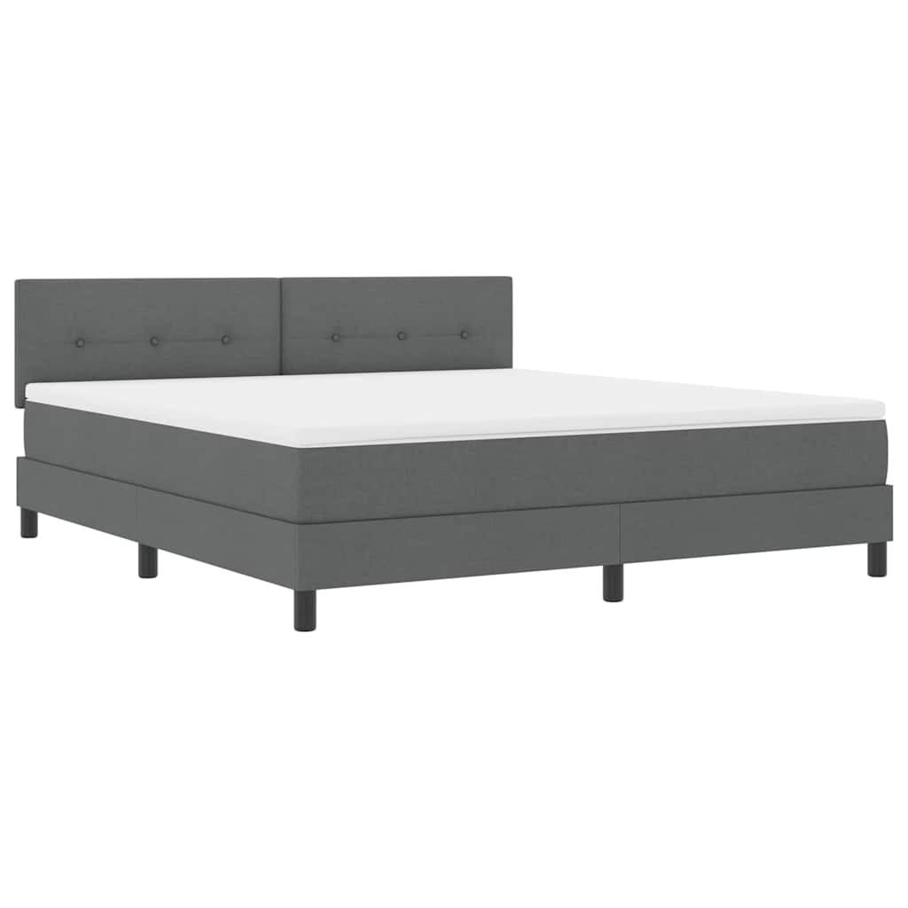 Box spring seng med LED-lysstrimler Mørkegrå 180 x 200 cm Stof