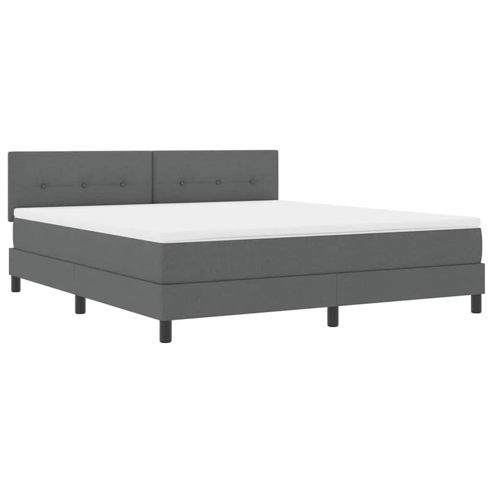 Box spring seng med LED-lysstrimler Mørkegrå 180 x 200 cm Stof