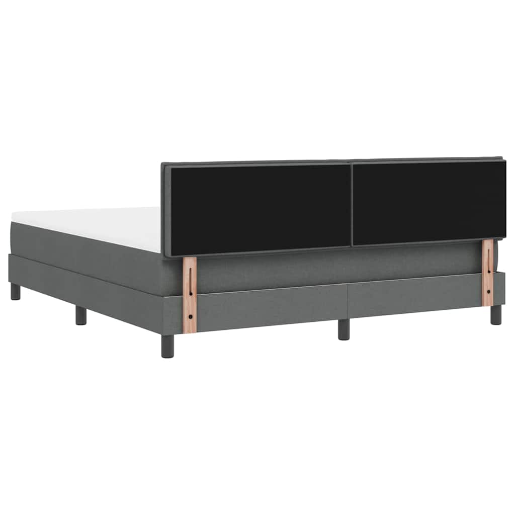 Box spring seng med LED-lysstrimler Mørkegrå 180 x 200 cm Stof