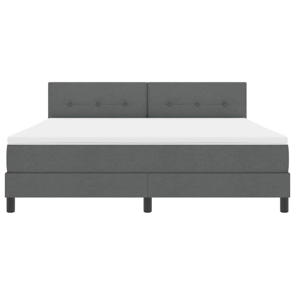 Box spring seng med LED-lysstrimler Mørkegrå 180 x 200 cm Stof
