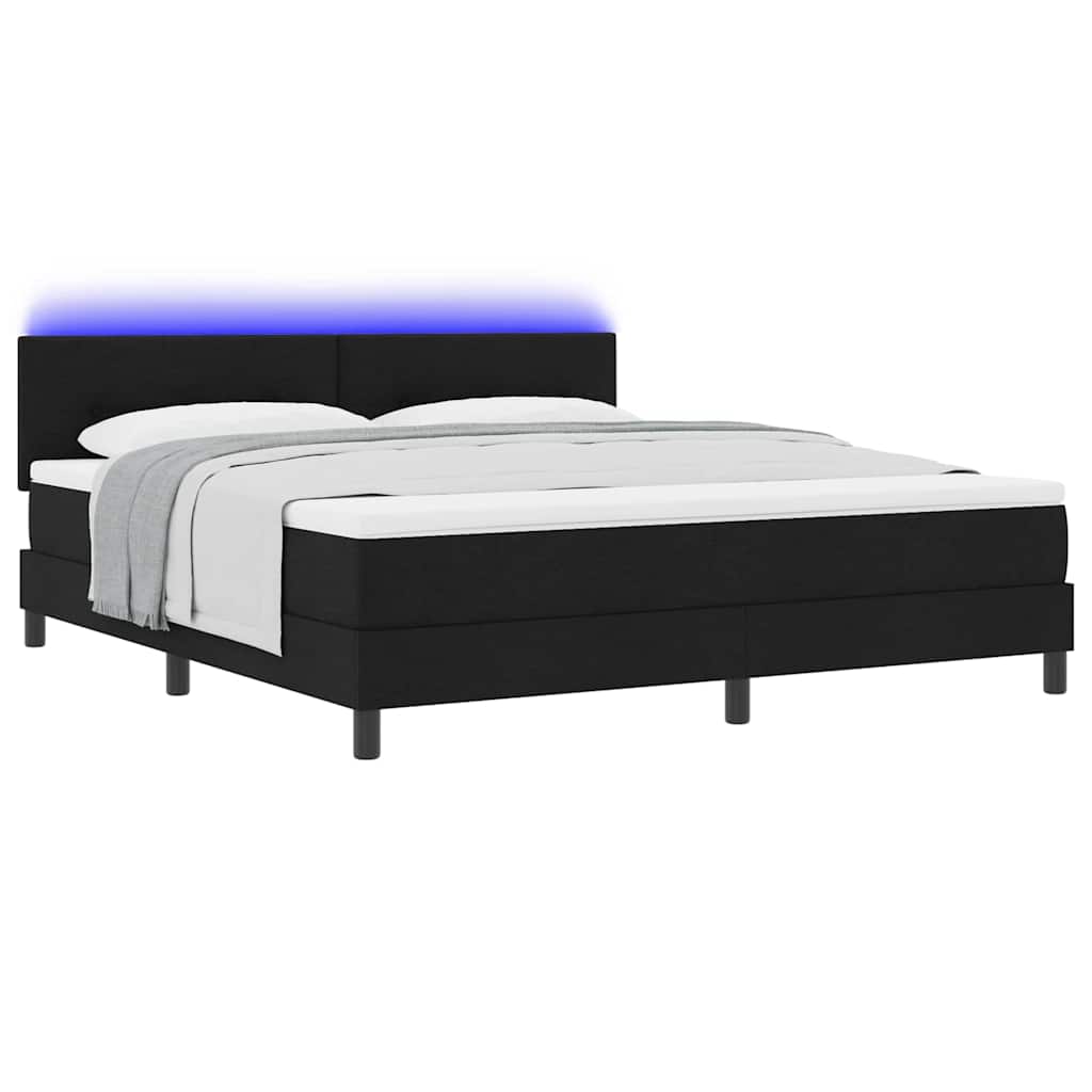 Box spring seng med madras med LED Sort 180 x 200 cm Stof