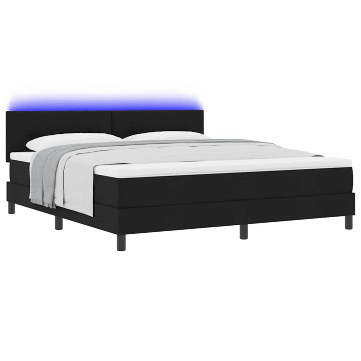 Box spring seng med madras med LED Sort 180 x 200 cm Stof