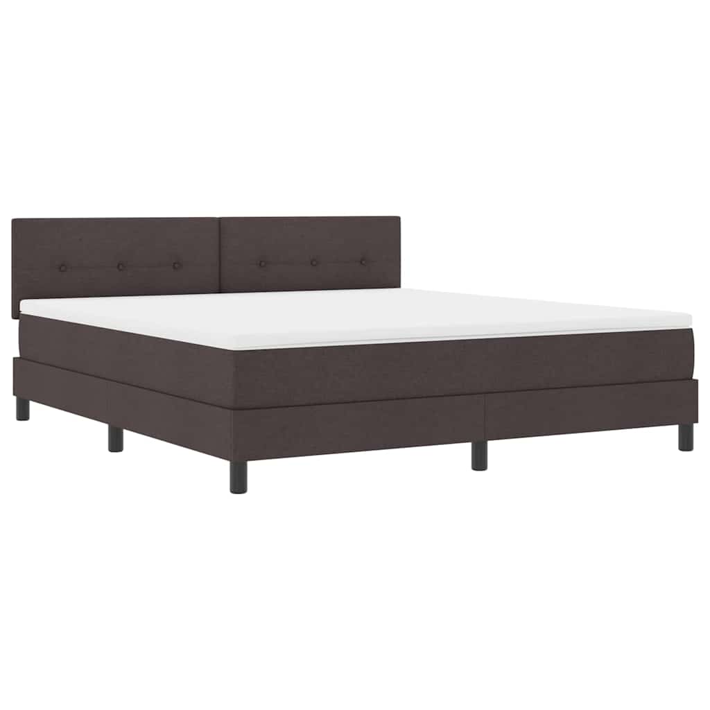 Box spring seng med madras med LED Mørk Brun 180 x 200 cm Stof